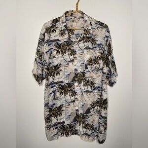 Cherokee Waikiki Wear Y2K Rayon Tropical Palm Trees Hawaiian Shirt Men’s XL